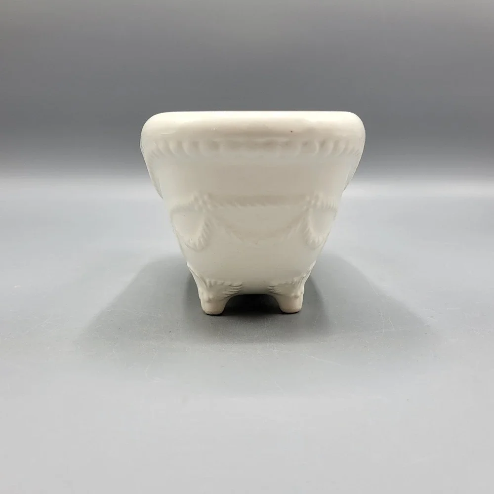 Vintage CCP NY Miniature Bathtub Soap Dish White Ceramic Embossed Made in Japan